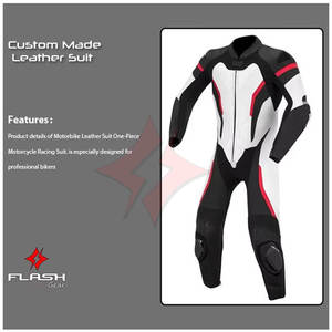 Combinaison de course en cuir pour moto, design personnalisé noir et blanc, combinaison de motard en cuir pour course rapide avec protection premium - Product Image 5