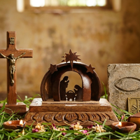 Figuras Metálicas 3D de la Escena de la Natividad Navideña, Recortes de Estrellas, Tema Religioso, Diseño Tallado, Ecológico, Hecho a Mano, KOTTRAVAI