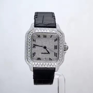 Montre de luxe pour homme en quartz sertie de diamants Moissanite, montre-bracelet tendance, élégante et moderne - Product Image 1