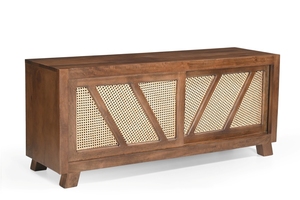 Mueble de TV Moderno con Puerta Corredera de Mimbre para el Hogar - Product Image 5