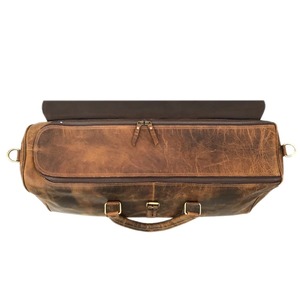 กระเป๋าเดินทางหนังวัวแท้สไตล์เรโทร ขนาดใหญ่ ใส่ของได้เยอะ พกพาสะดวก กระเป๋าถือขึ้นเครื่องบิน ซิปแบบธุรกิจ ทำด้วยมือ - Product Image 5