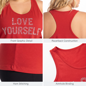 เสื้อกล้ามทรง Racerback ไซส์พลัสสำหรับผู้หญิง พิมพ์ลายเพชร เสื้อซิงเกิลต์คอกลมสำหรับออกกำลังกาย ผ้าฝ้าย 100% เสื้อกล้ามไซส์พลัสสำหรับผู้หญิง - Product Image 6