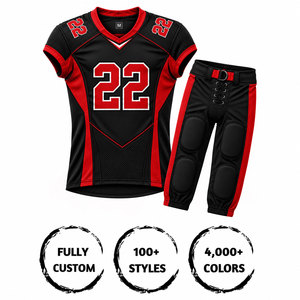 Ensemble d'uniformes de football américain pour hommes, sublimé, col en V, manches courtes, polyester respirant, ajusté, toutes saisons - Product Image 1