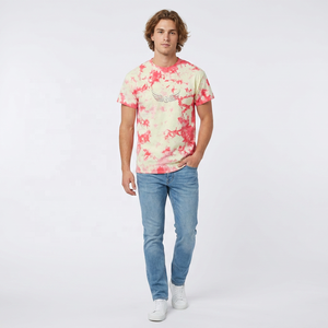 <b>Tie</b>-Dye Short Sleeve Men's T-Shirt With Wing Logo Regular Fit Casual O-Neck <b>Knitted</b> Fabric - Product Image 6