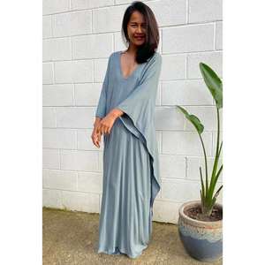 ชุดเดรสยาวแบบคาฟตันสำหรับผู้หญิง เป็นมิตรต่อสิ่งแวดล้อม ซักได้ คอวี ทรงหลวม ใส่สบาย เหมาะสำหรับพักผ่อน ชุดเดรสสำหรับฤดูร้อน ชุดเดรสสำหรับไปเที่ยวทะเล - Product Image 1