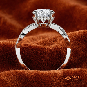 925 Sterling <b>Silver</b> Round Cut Moissanite/Diamond Engagement <b>Ring</b> for Women, Twisted Crossover Pave Diamond Band <b>Solitaire</b> <b>Ring</b> - Product Image 3