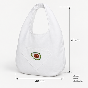 Bolso de Compras Tipo Hobo de Algodón Blanco con Lentejuelas Bordadas, 40x70 cm, Asa Integrada, Bolsillo Personalizado, Venta al Por Mayor, OEM - Product Image 6