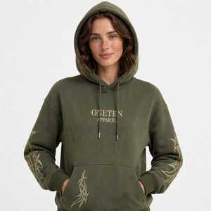 ONETEN APPAREL Conjunto Deportivo con Capucha para Mujer, Color Verde Oliva, Sudadera Holgada de Algodón, Pantalones Jogger - Product Image 6