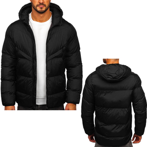 OEM Custom Logo <b>Men</b>’s <b>Lightweight</b> Quilted Puffer <b>Jacket</b> Hooded Winter Polyester Breathable Padded Outerwear - Product Image 6