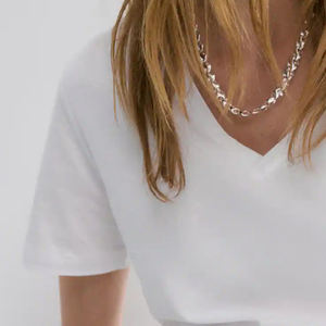 Camiseta de Algodón con Cuello en V y Mangas Cortas, Cómoda, Transpirable, Informal, a la Moda, Servicio OEM, Corte Moderno para el Verano 2026 - Product Image 3