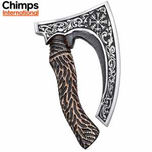 Hacha Vikinga Chimps International de 12 Pulgadas con Cabeza de Acero de Alto Carbono y Mango de Madera Tallado con Runa Vegvisir |   Cortador de Pizza Tipo Hacha para Hacer en Casa - Product Image 5
