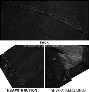 Boomletcorp Winter Wears Vestes en jean imprimées noires personnalisées avec poches partout Vestes en jean noires pour hommes - Product Image 4