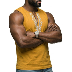 Débardeur Homme Col V Profond Personnalisé Motif Géométrique T-shirt Musculaire Sans Manches Mode Streetwear Été Marque Privée - Product Image 4