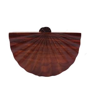 Handcrafted Fan Shape Wooden Clutch <b>Bag</b> <b>for</b> <b>Women</b> Designer Evening Party Wedding Statement Hard Case Wooden Purse - Product Image 1
