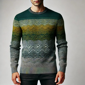 Pull en tricot 100 % coton pour homme, coupe droite, col montant zippé, motif uni, manches classiques, séchage rapide, respirant, automne - Product Image 5