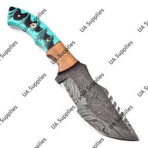UA Supplies Cuchillo de Acero de Damasco Forjado con Hoja de Espiga Completa para Caza, Supervivencia al Aire Libre, Bushcraft y Camping - Product Image 2