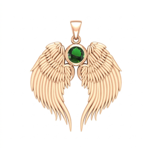 Pearl Angel Wing Birthstone Pendant Rose Gold Plated with Round Pearl Stone 3 cm Celestial Wing Charm Necklace - Product Image 6