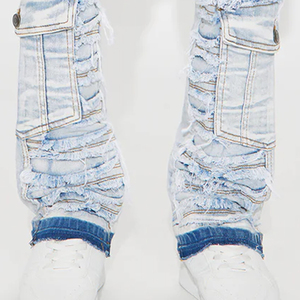 Everyday Essential Boys Cotton Rich <b>Denim</b> Pants With Flexible Soft And Comfortable <b>Material</b> For Bulk Order Solid Color With Logo - Product Image 4