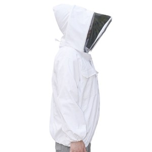 Veste de protection pour apiculteur avec voile en maille amovible, respirante, coupe ample, manches en polyester et coton, blanche, sécurisée - Product Image 5