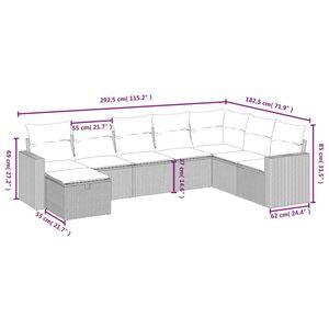 Juego de sofás de jardín de acero con recubrimiento de polvo y poli ratán beige de 8 piezas - Product Image 4