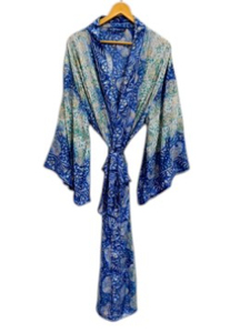Robe de mariée en soie longueur cheville, multicolore, vêtement de nuit, kimono indien vintage en soie de sari recyclée - Product Image 2