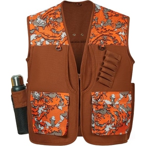 Men's Letter Pattern Hunting <b>Vest</b> Orange Brown Denim 100% Cotton Windproof Multiple Pockets Breathable High Street Workwear - Product Image 2