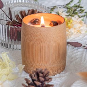 Pièces centrales décoration de mariage bougies parfumées en gros dans des tasses en bambou pour la décoration de table des événements de fête d'anniversaire - Product Image 3