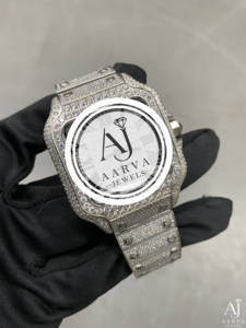 AARVA JEWELS นาฬิกาข้อมือผู้ชายสุดหรู สแตนเลสสตีล หน้าปัดสี่เหลี่ยม ควอตซ์ 42 มม. ประดับเพชร หน้าปัดอะนาล็อก กระจกแซฟไฟร์ สายขนาด 20 มม. - Product Image 1