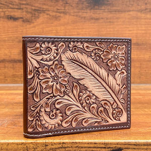 Cartera plegable de cuero genuino con diseño floral de alta calidad con logotipo personalizado de lujo para uso diario con múltiples ranuras para tarjetas - Product Image 4