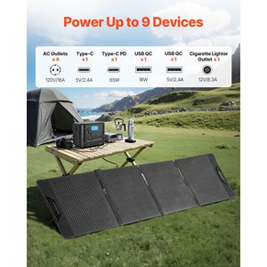 Station d'alimentation portable avec panneau solaire 200W et générateur solaire 1200W, batterie de secours LiFePO4 806Wh, 9 sorties - Product Image 6