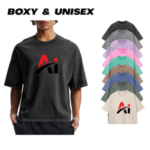 T-shirt Streetwear Homme Délavé à l'Acide Style Hip Hop 100% Coton Logo Personnalisé Fournisseur de Vêtements en Gros - Product Image 3