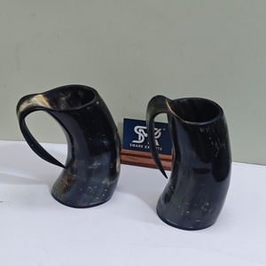 Mug à boire authentique en corne de buffle, artisanat naturel fait main, qualité alimentaire, chopes à bière viking rustiques, tasses à méad et à bière avec poignée en corne - Product Image 6