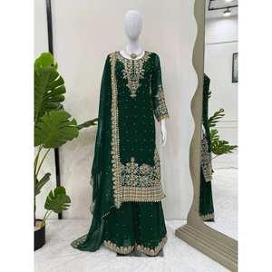 Conjunto de Traje de Fiesta de Gasa Talla XL con Detalles de Codificación y Secuencia, con Remaches y Moti - Product Image 3