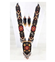 Collier ethnique tendance en verre soufflé artisanal de qualité, perles multicolores, chaîne à maillons en V, idéal pour les fêtes et mariages, cadeau parfait