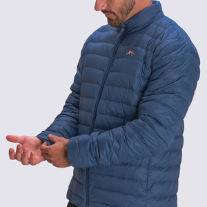 Chaqueta Acolchada de Lona Azul para Hombre, con Capucha, Cuello Alto, Cierre de Cremallera, Letra Bordada, Resistente al Viento, Casual, de Invierno, Corte Regular - Product Image 2