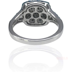 Anillo de Diamantes Cultivados en Laboratorio con Corte Cojín y Cúpula Azul, Banda Gruesa de Paladio con Diamantes Cultivados en Laboratorio, Gema Oscura Impresionante - Product Image 3