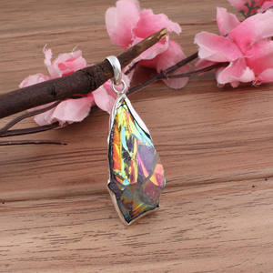 Pendentif vintage en druse jaune soleil, argent sterling 925 plaqué platine, pierre de guérison des chakras, fait à la main, bijoux fins unisexes - Product Image 2