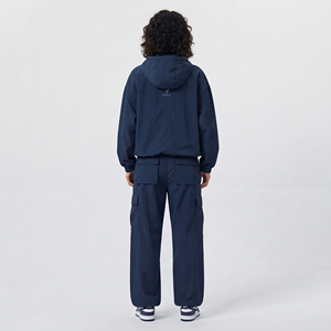 <b>Women</b> <b>Windbreaker</b> Hooded Tracksuit Custom Full Length Polyester Nylon Half Zipper Mid Drawstring Waist Baggy Tracksuit Ladies - Product Image 2