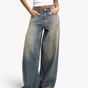 Pantalones Vaqueros de Diseño Único, Estilo Retro Americano, Holgados, de Pierna Recta, para Mujer - Product Image 1