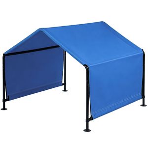 Tenda per Animali Domestici 4x4x3.3FT, Struttura in Ferro Nero, Telo in Poliestere Rivestito in PVC, Impermeabile e Resistente ai Raggi UV, Fondo in Tela Cerata Blu Cucito - Product Image 3