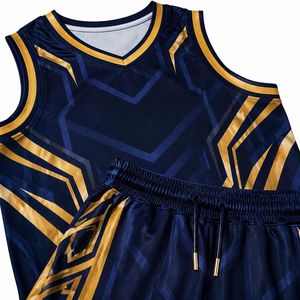 Conjunto de Uniforme de Baloncesto Geométrico Dorado Personalizado para Hombre, Jersey de Malla Sublimado, Pantalones Cortos, Ropa Deportiva de Equipo, Kit de Equipamiento para Juego, Venta OEM Profesional - Product Image 5