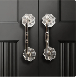 Handmade Crystal Pink Melon Door Cabinet Pull Silver <b>Hardware</b> Fitting for Wardrobe Drawer Dresser & Bedroom for <b>Kitchen</b> Use - Product Image 2