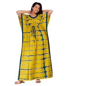 Camisón maxi tipo caftán 100% algodón estampado para mujer, ropa cómoda de corte holgado para estar en casa - Product Image 3