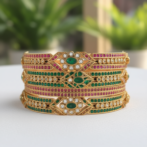 <b>Jade</b> Pearl Matte Gold Kada <b>Bangles</b> 2x6-Trendy Geometric Engagement Bracelet - Product Image 2