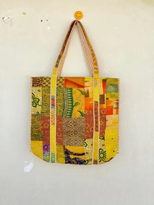 Bolsos de mano indios Acolchado Hecho a mano Bloque de algodón Impreso Bolso de compras de hombro grande Mujer - Product Image 2