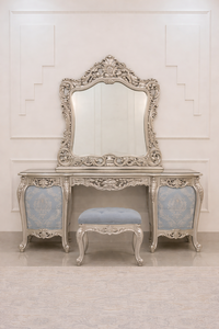 Ensemble de meubles de chambre à coucher modernes et luxueux, orné d'éléments argentés, en teck massif, taille complète, ensemble de lit durable, taille personnalisable, meubles pour la maison - Product Image 5