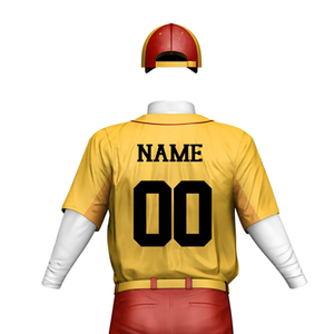 Men's Baseball Jersey Set Yellow Red <b>Mesh</b> <b>Short</b> Sleeve Button Front Breathable Regular Fit All Seasons Sport Apparel - Product Image 2