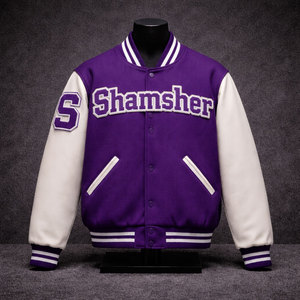 Veste universitaire unisexe en laine avec patchs en chenille de qualité supérieure Shamsher Sports SS-VJ-20, fermeture à boutons recouverts sur le devant, prix abordable - Product Image 1