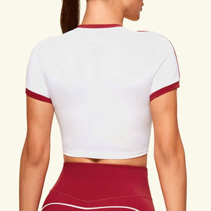 Camiseta Deportiva Ajustada con Cuello en V para Mujer, Ropa de Gimnasio, Nueva Colección de Verano, Tejido Jersey de Compresión, 100% Algodón, Secado Rápido - Product Image 6