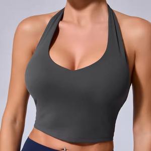 Custom Wholesale New Fashion <b>Womens</b> High Support Yoga Tank <b>Top</b> Double Layer Contrast Color Shockproof Fitness Gym Vest - Product Image 4